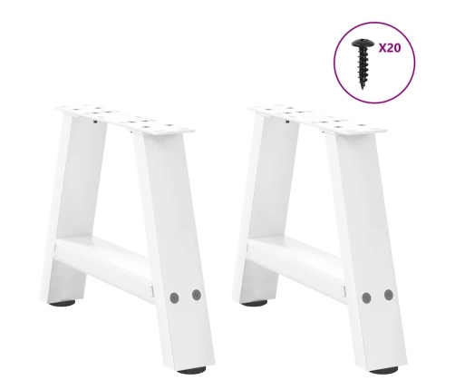 Patas de mesa de centro forma A 2uds acero blanco 40x(30-31) cm