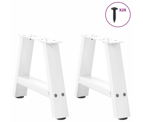 Patas de mesa de centro forma A 2uds acero blanco 50x(30-31) cm