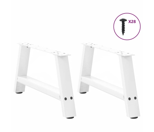 Patas de mesa de centro forma A 2uds acero blanco 60x(30-31) cm