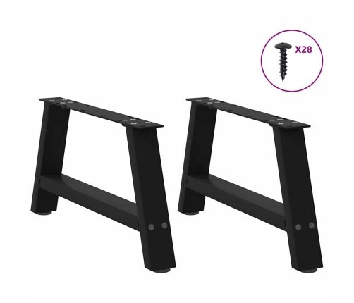 Patas de mesa de centro forma A 2uds acero negro 70x(30-31) cm