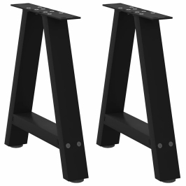 Patas de mesa de centro forma A 2uds acero negro 38x(30-31) cm