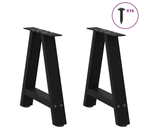 Patas de mesa de centro forma A 2uds acero negro 38x(30-31) cm