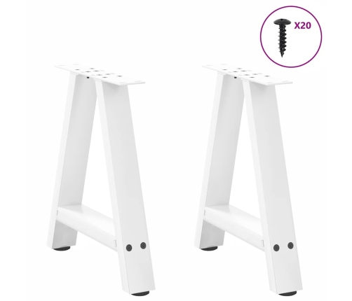 Patas de mesa de centro forma A 2uds acero blanco 50x(42-43) cm