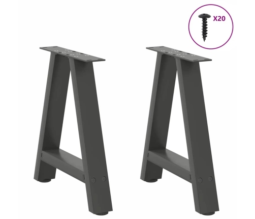 Patas de mesa centro forma A 2uds acero antracita 50x(42-43) cm