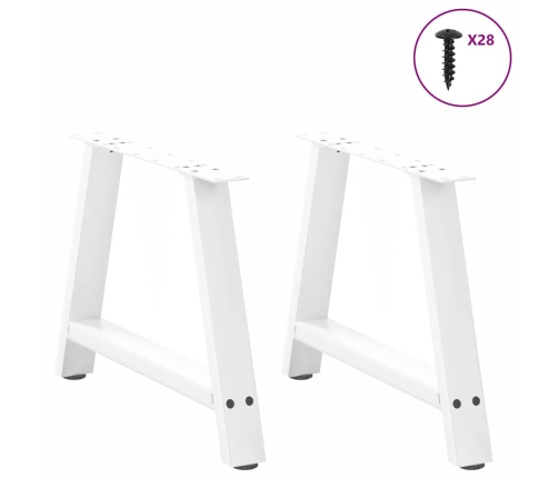 Patas de mesa de centro forma A 2uds acero blanco 60x(42-43) cm