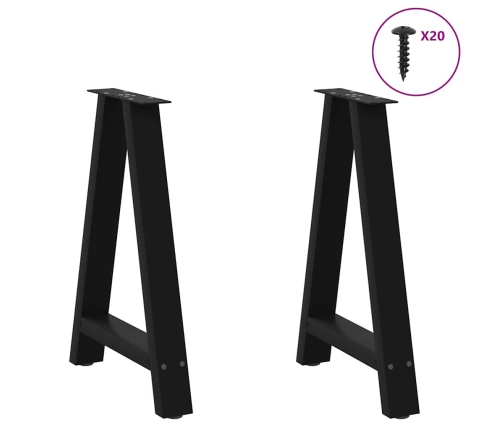 Patas de mesa de centro forma A 2uds acero negro 50x(72-73) cm