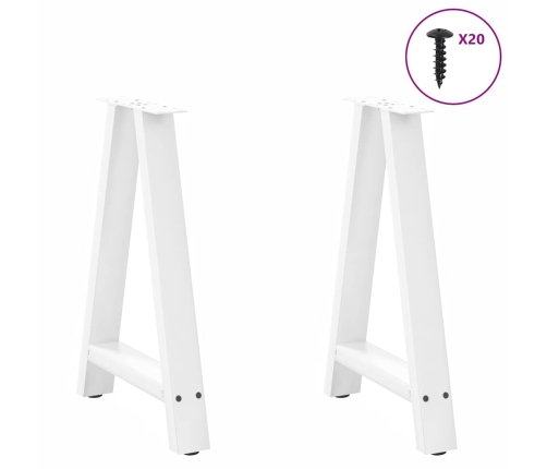 Patas de mesa de centro forma A 2uds acero blanco 50x(72-73) cm