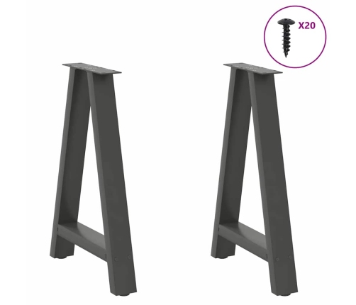 Patas de mesa centro forma A 2uds acero antracita 50x(72-73) cm