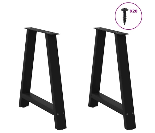 Patas de mesa de centro forma A 2uds acero negro 70x(72-73) cm