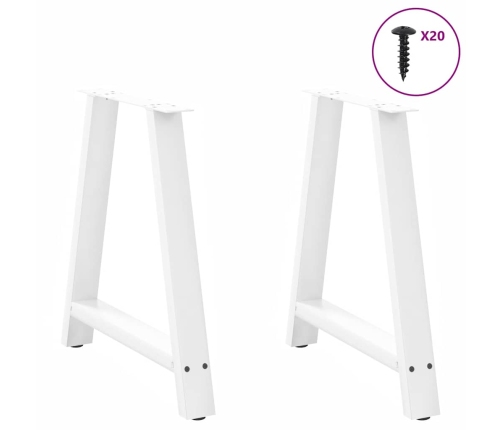 Patas de mesa de centro forma A 2uds acero blanco 70x(72-73) cm