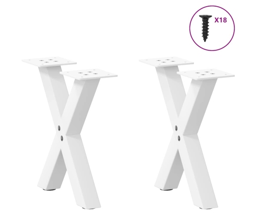 Patas de mesa de centro forma X 2uds acero blanco 30x(30-31) cm