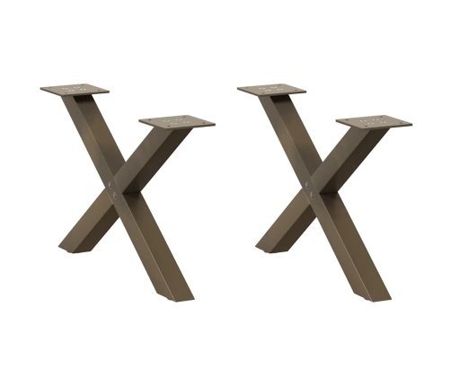 Patas de mesa centro forma X 2uds acero natural 50x(30-31) cm