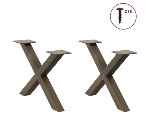 Patas de mesa centro forma X 2uds acero natural 50x(30-31) cm