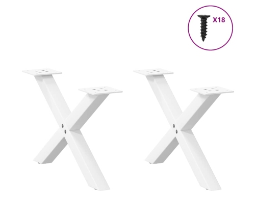 Patas de mesa de centro forma X 2uds acero blanco 60x(30-31) cm