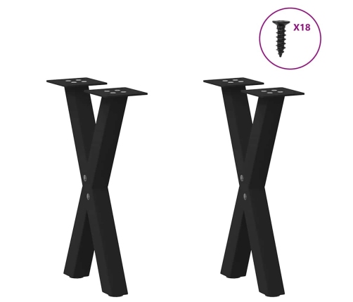 Patas de mesa de centro forma X 2uds acero negro 28x(42-43) cm