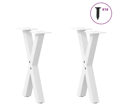 Patas de mesa de centro forma X 2uds acero blanco 28x(42-43) cm