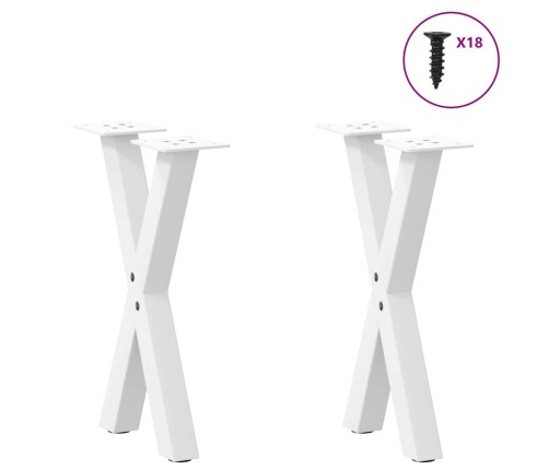 Patas de mesa de centro forma X 2uds acero blanco 38x(42-43) cm