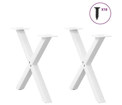 Patas de mesa de centro forma X 2uds acero blanco 50x(42-43) cm