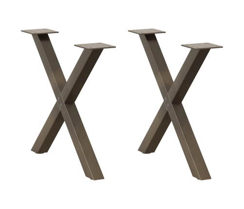 Patas de mesa centro forma X 2uds acero natural 50x(42-43) cm
