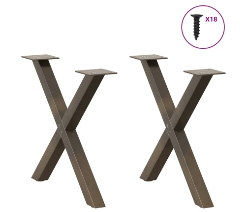 Patas de mesa centro forma X 2uds acero natural 50x(42-43) cm