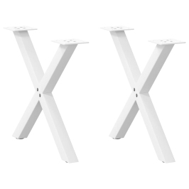 Patas de mesa de centro forma X 2uds acero blanco 60x(42-43) cm