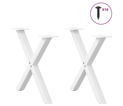 Patas de mesa de centro forma X 2uds acero blanco 60x(42-43) cm