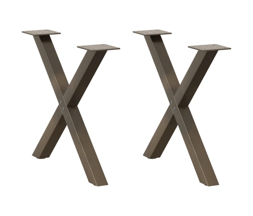 Patas de mesa centro forma X 2uds acero natural 60x(42-43) cm