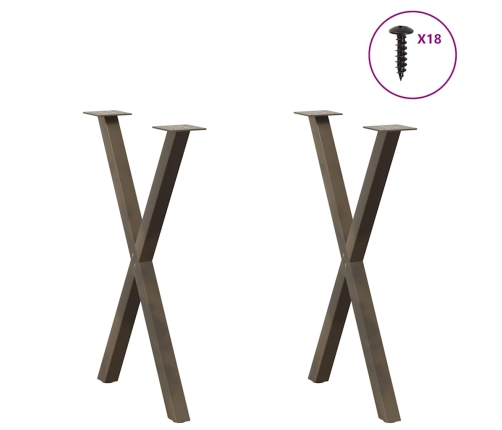 Patas para mesa comedor forma X 2uds acero natural 50x(72-73)cm