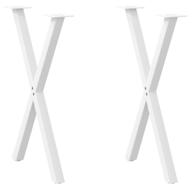 Patas para mesa comedor forma X 2uds acero blanco 57x(72-73) cm