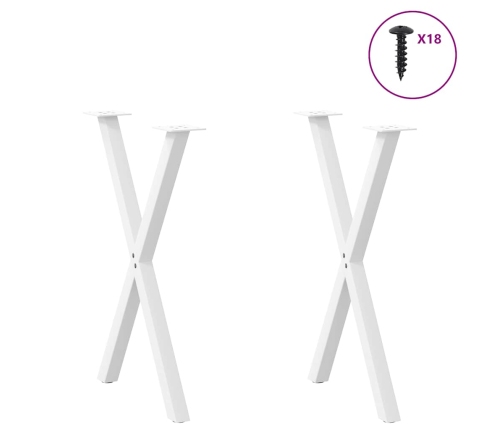 Patas para mesa comedor forma X 2uds acero blanco 57x(72-73) cm