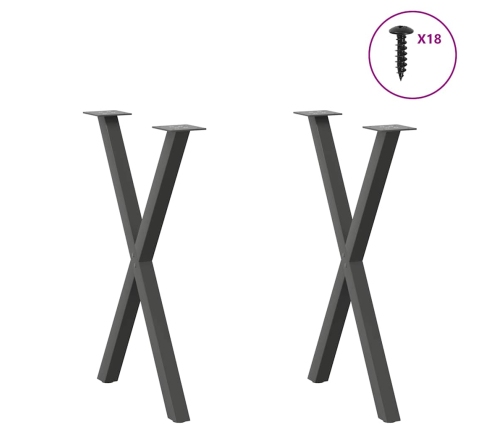 Patas para mesa comedor forma X 2uds antracita 57x(72-73) cm