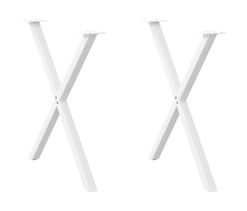 Patas para mesa de comedor en forma de X 2 uds acero blanco