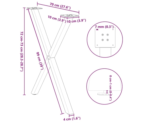 Patas para mesa de comedor en forma de X 2 uds acero blanco