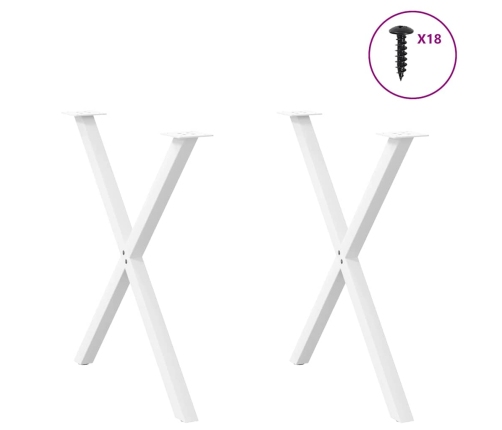 Patas para mesa de comedor en forma de X 2 uds acero blanco