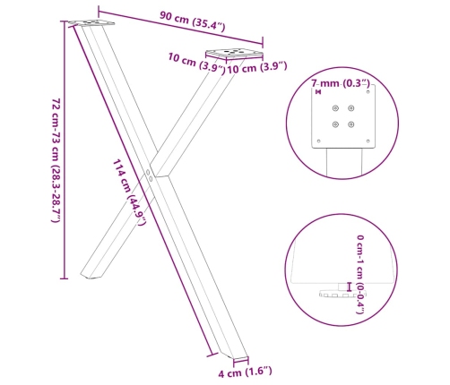 Patas para mesa de comedor en forma de X 2 uds acero blanco