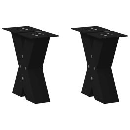 Patas de mesa de centro forma X 2uds acero negro 30x(30-31) cm