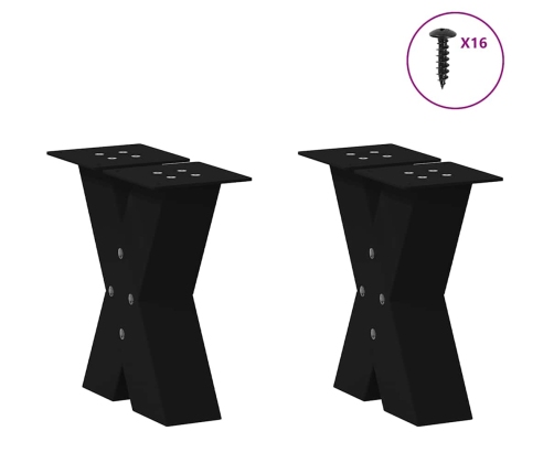 Patas de mesa de centro forma X 2uds acero negro 30x(30-31) cm