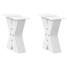 Patas de mesa de centro forma X 2uds acero blanco 30x(30-31) cm