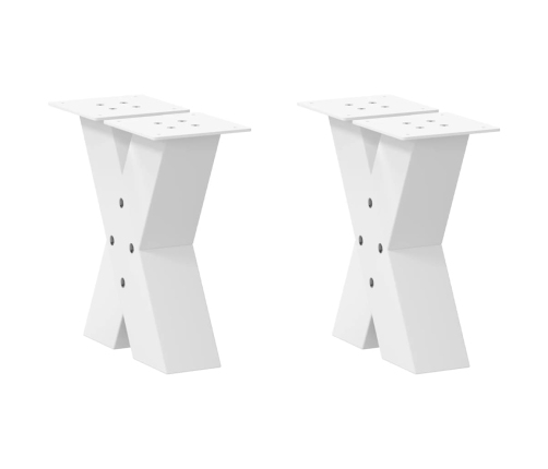 Patas de mesa de centro forma X 2uds acero blanco 30x(30-31) cm