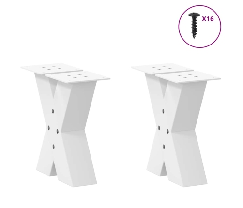 Patas de mesa de centro forma X 2uds acero blanco 30x(30-31) cm