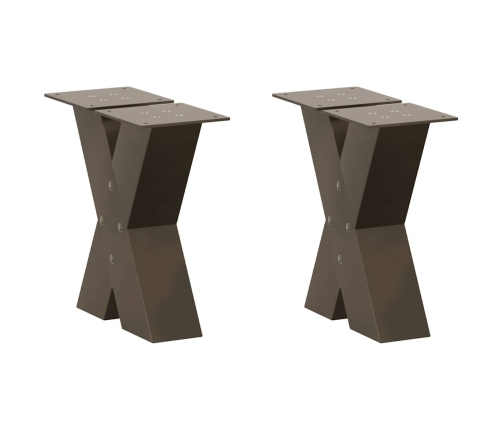 Patas de mesa centro forma X 2uds acero natural 30x(30-31) cm