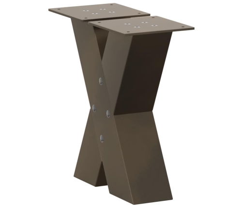 Patas de mesa centro forma X 2uds acero natural 30x(30-31) cm
