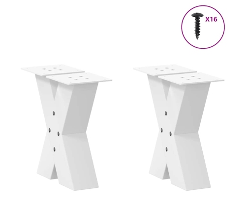 Patas de mesa de centro forma X 2uds acero blanco 40x(30-31) cm