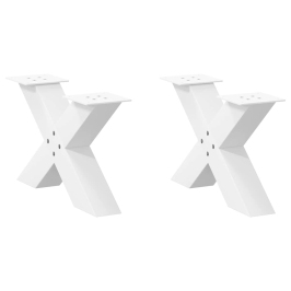 Patas de mesa de centro forma X 2uds acero blanco 50x(30-31) cm