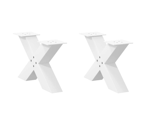 Patas de mesa de centro forma X 2uds acero blanco 50x(30-31) cm