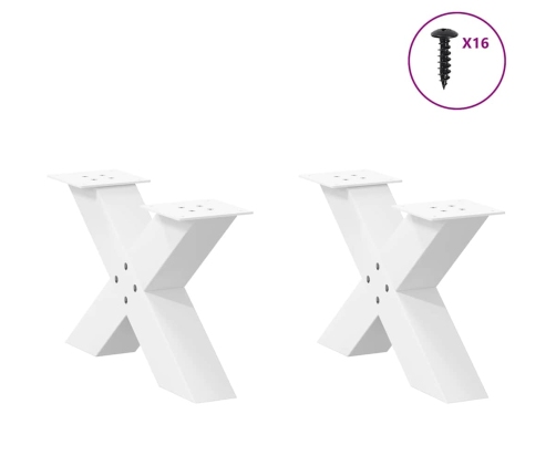 Patas de mesa de centro forma X 2uds acero blanco 50x(30-31) cm