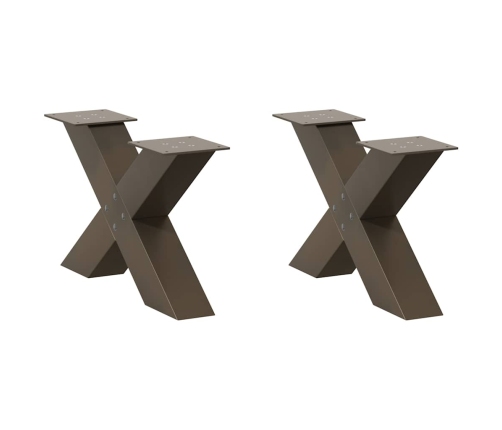 Patas de mesa de centro forma X 2uds acero natural 60x(30-31) cm