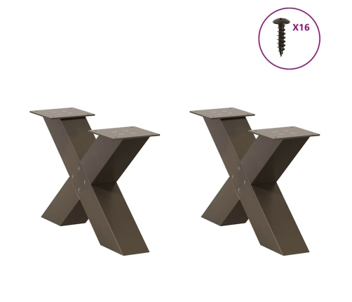 Patas de mesa de centro forma X 2uds acero natural 60x(30-31) cm