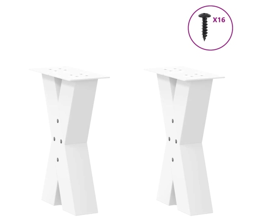 Patas de mesa de centro forma X 2uds acero blanco 28x(42-43) cm