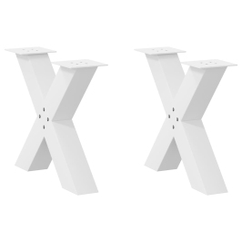 Patas de mesa de centro forma X 2uds acero blanco 50x(42-43) cm